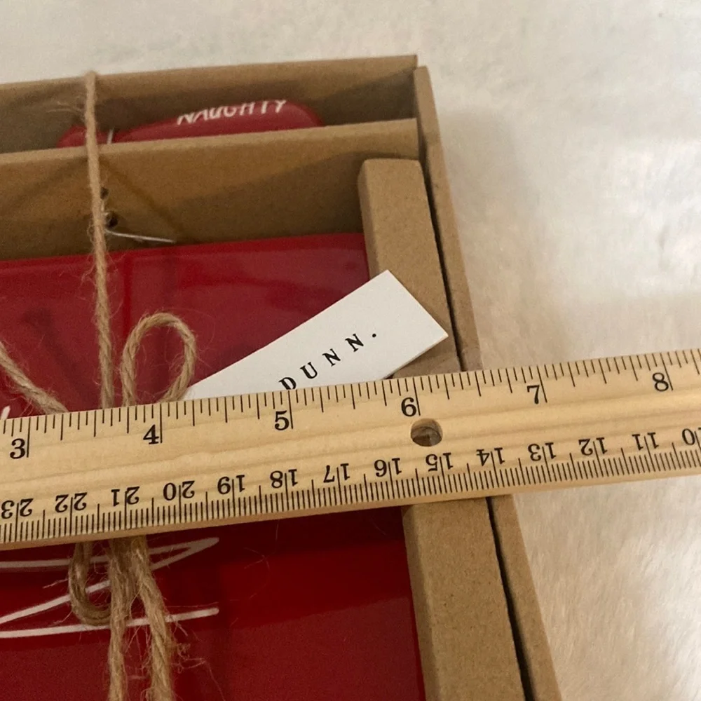 Rae Dunn Red 'Nice' Plate and 'Naughty' Knife Set